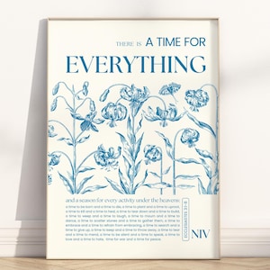 Prediger 3: 1-8 Eine Zeit für alles Bibel Vers Wandkunst Poster / Leinwand, christliches Vintage Bleistiftzeichnung Schriftzitat Kunstdruck