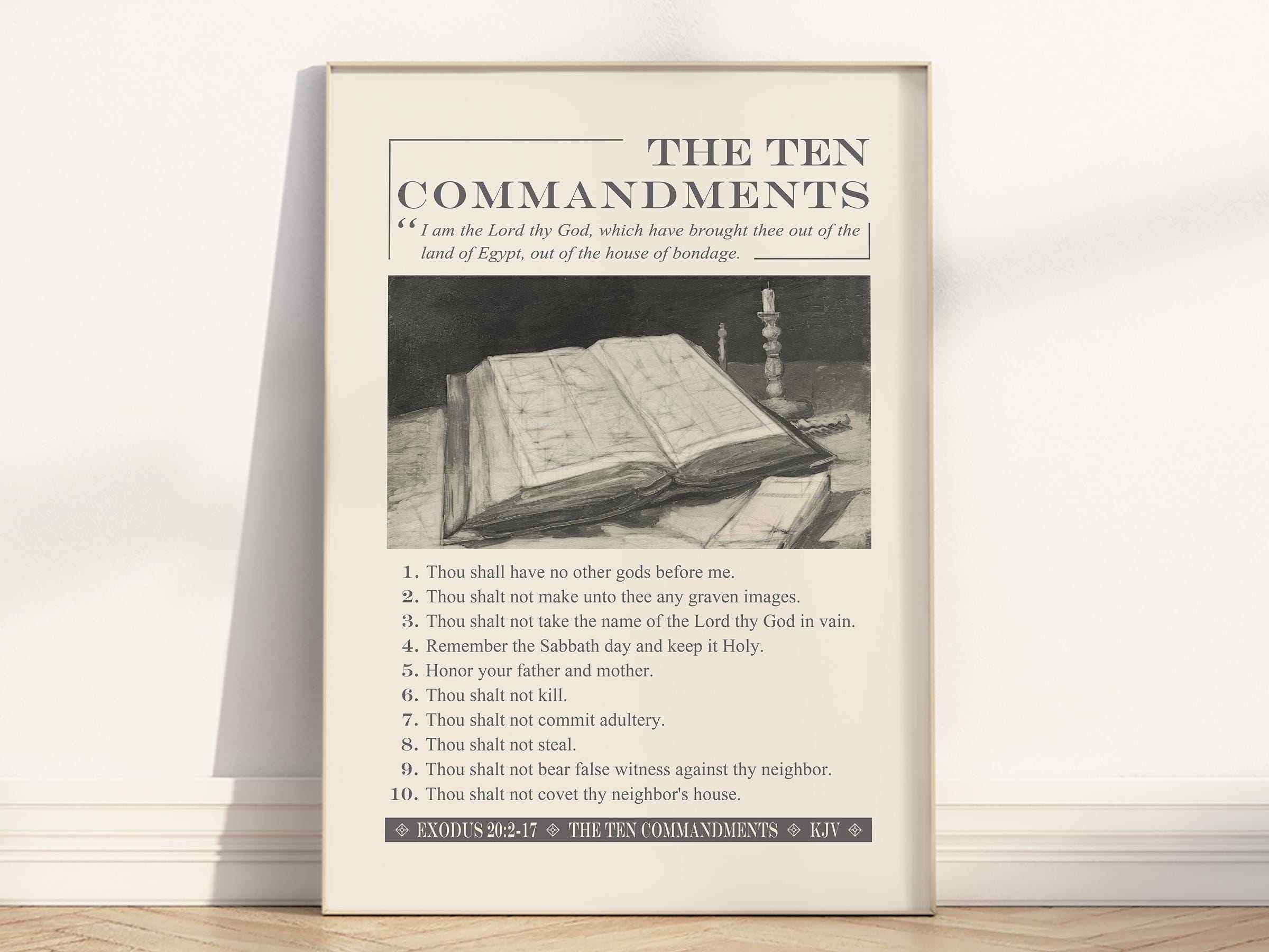 Ten Commandments Bible Verse Wall Art Poster/canvas, Exodus 20:2-17 ...