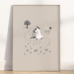 Der verlorene Sohn minimalistische christliche Wandkunst Poster / Leinwand, moderne abstrakte Bibelgeschichte Illustration Lukas 15: 11-32 Schrift Kunstwerk Druck