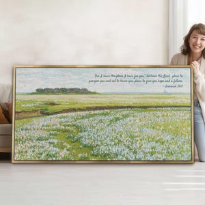 Jeremia 29:11 Wildflower Meadow Bijbelvers muurkunst poster/canvas, christelijke geschriften citaat vintage schilderij artwork grootformaat print