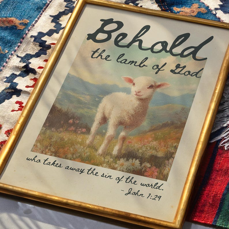 John 1:29 Behold the Lamb of God Bible Verse Wall Art Poster/canvas ...