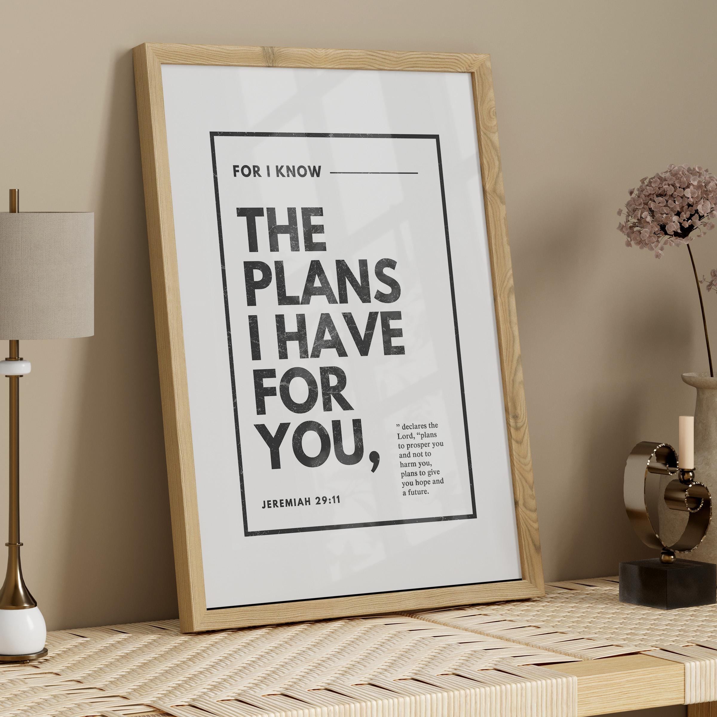 Jeremiah 29:11 for I Know the Plans I Have for You Bible Verse Wall Art ...