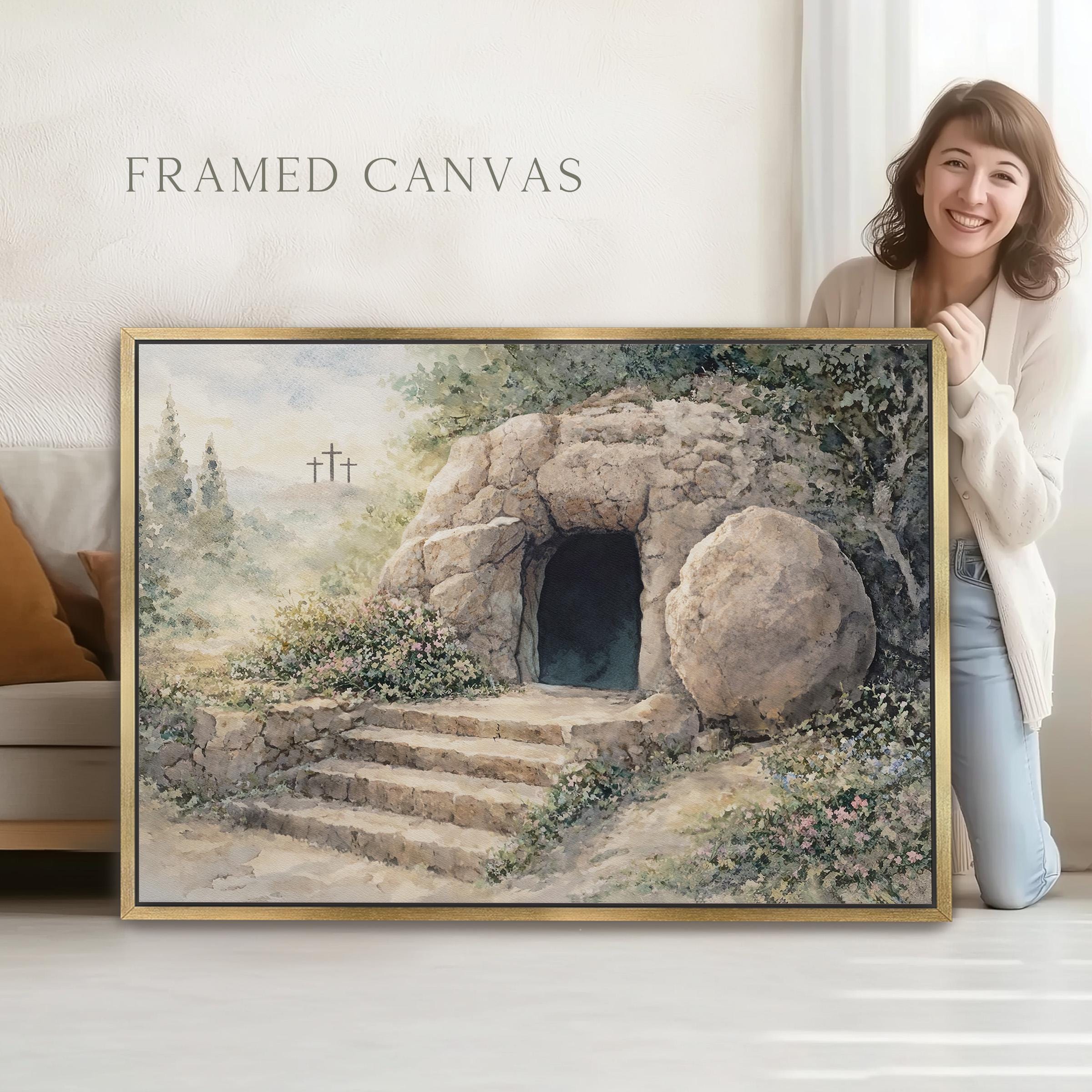 Jesus Empty Tomb Easter Wall Art Poster/canvas, Christian He is Risen ...