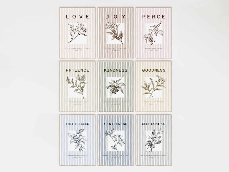 Fruit of the Spirit Bible Verse Wall Art Poster/canvas Set of 9 ...