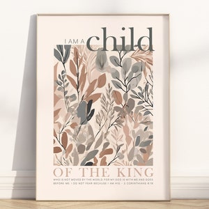 I am a Child of the King Bible Verse Unframed Poster wall art, Boho Christian 2 Corinthians 6:18 Scripture Quote boy/girl kid nursery print image 1