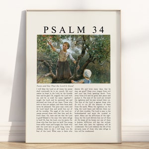 Salmo 34 Provai e vede que o Senhor é bom Versículo da Bíblia Arte de parede Pôster/Tela, Citação de escritura cristã vintage Arte religiosa Impressão