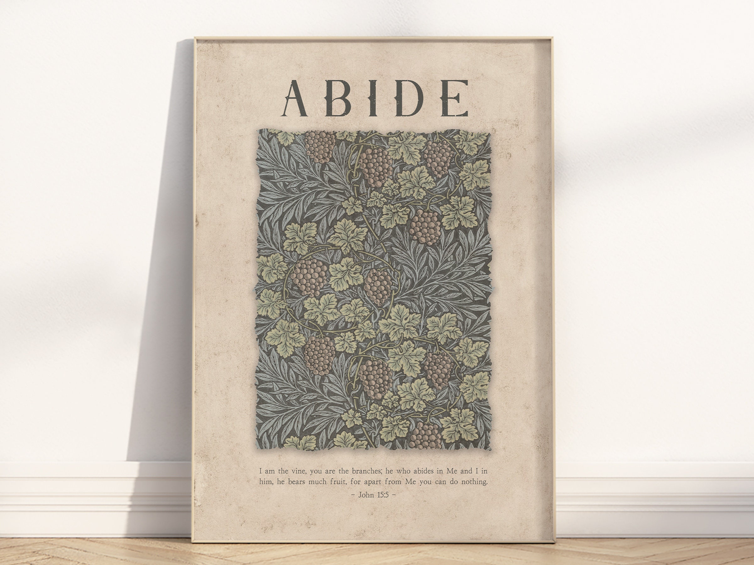 John 155 Vine and Branches Bible Verse Unframed Poster Wall Art