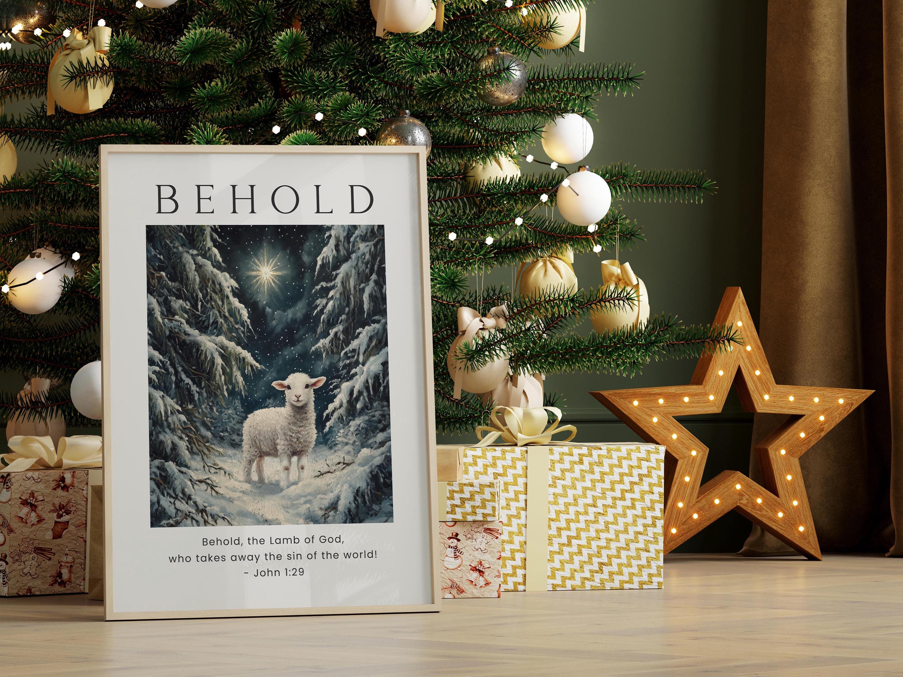 John 1:29 Behold the Lamb of God Bible Verse Wall Art Poster/canvas