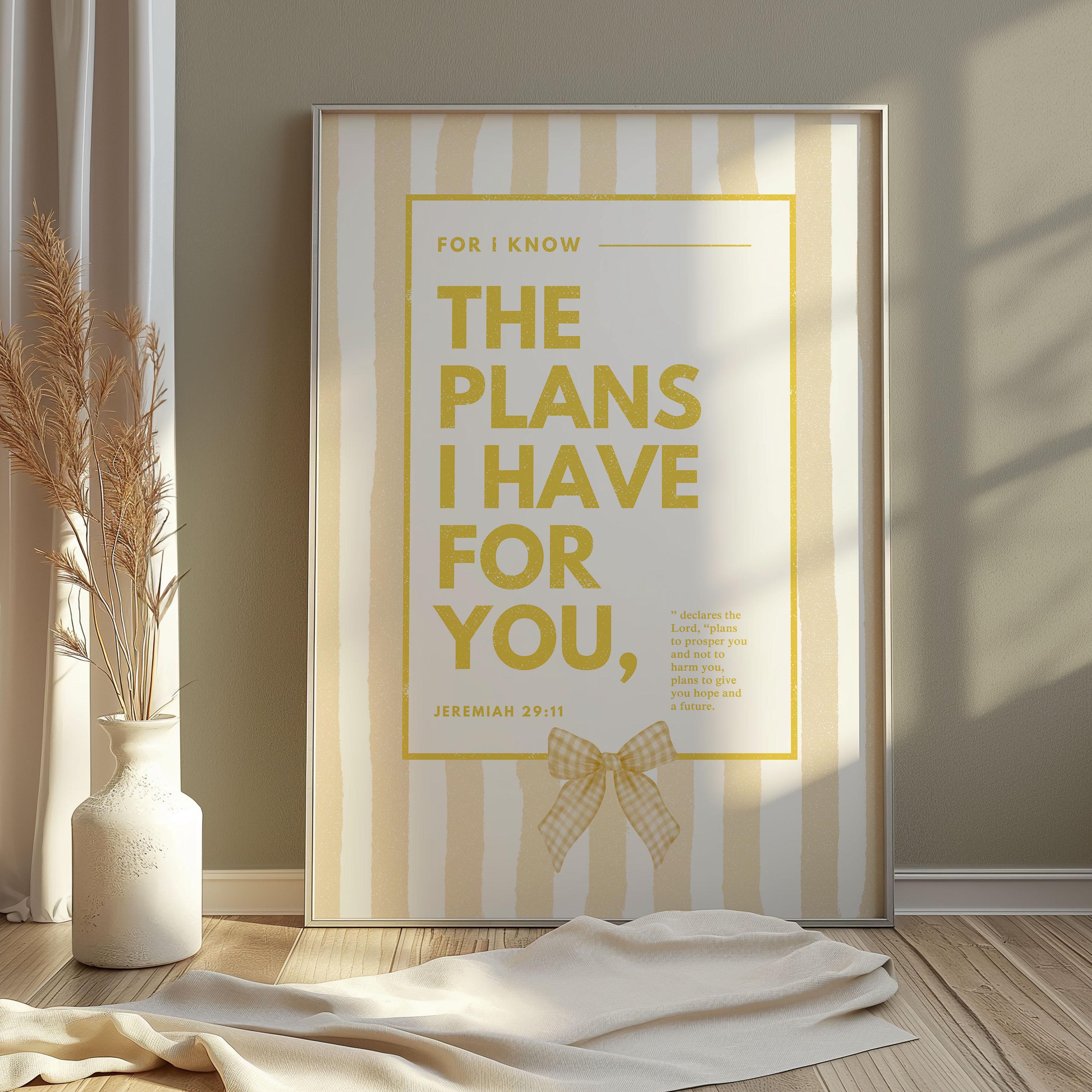 Jeremiah 29:11 for I Know the Plans I Have for You Bible Verse Wall Art ...