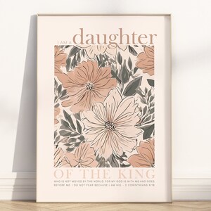 Ich bin eine Tochter des Königs Bibel Vers Poster / Leinwand Wandkunst, Boho Christian 2 Korinther 6:18 Schrift Zitat Baby Mädchen Kinderzimmer Kunstwerk