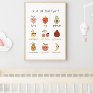 Kids Fruit of the Spirit Bible verse wall art poster/canvas, Galatians 5:22-23 Christian Religious Scripture quote Nursery Artwork Print image 8