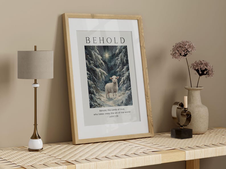 John 1:29 Behold the Lamb of God Bible Verse Wall Art Poster/canvas