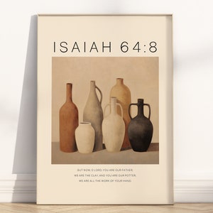 Jesaja 64: 8 Wir sind der Ton, du bist unser Töpfer Bibel Vers Wand Kunst Poster / Leinwand, christliche minimalistische neutrale Malerei Schrift Zitat Kunst
