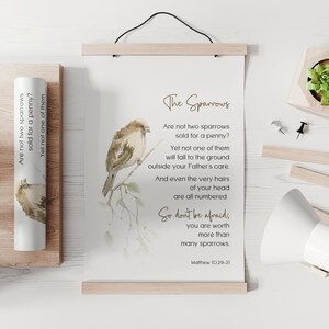 The Sparrow Bible Verse Poster, Modern Christian Watercolor Wall Art ...