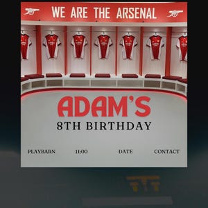Faire-part de fête d'anniversaire de football d'Arsenal.