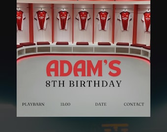 アーセナル フットボール 誕生日パーティー招待状。