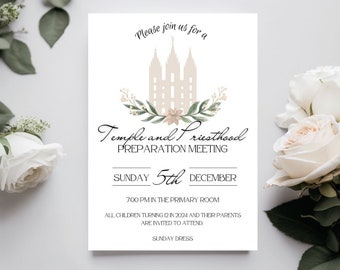 SARATOGA SPRINGS Temple and Priesthood Preparation Invitation LDS Primary Temple Preview Night ...