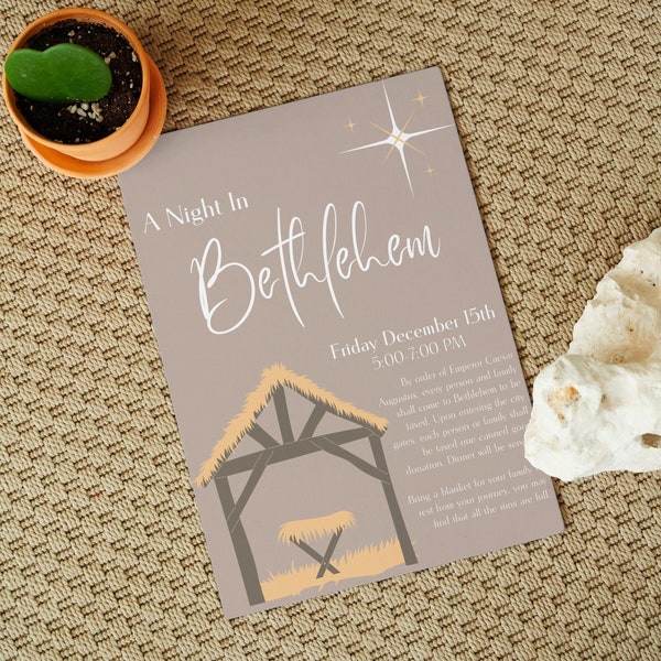 Night in Bethlehem Invitation | Ward Christmas Party Invite | LDS Christian Party Theme | Canva Editable Template | Instant Download