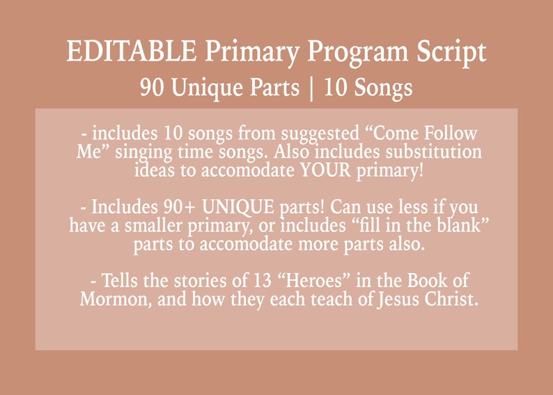 2024 Primary Program Script LDS Primary Presentation Outline Book of