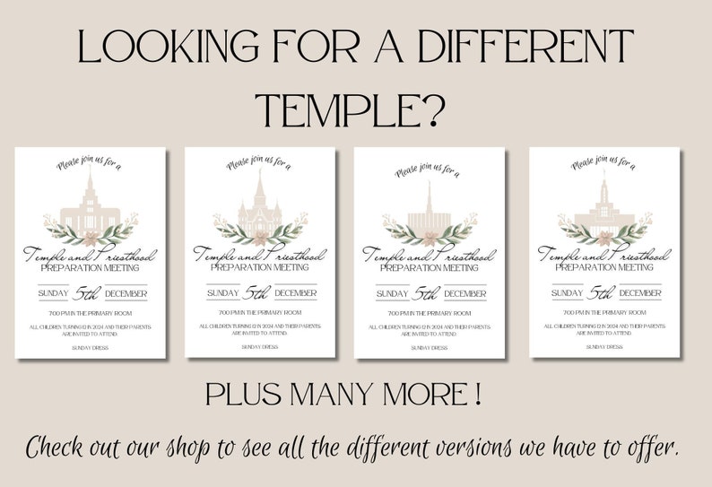SARATOGA SPRINGS Temple and Priesthood Preparation Invitation | LDS Primary Temple Preview Night ...