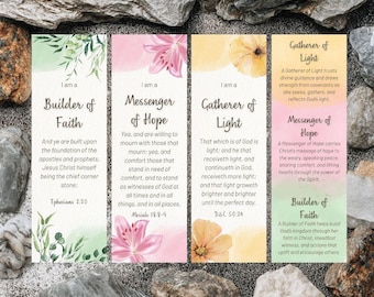 NIEUW Bladwijzers met jonge vrouwennamen | Direct downloaden | Afdrukbaar | LDS YW-klassenamen | Set van 4 |