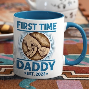 Custom Dad Est Mug, Daddy to be Gifts, First Time Papa Mug, Expecting Dad Gift,  Dad Gift from Baby Son Daughter, Personalized Fathers Day