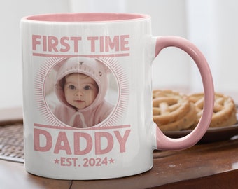 カスタム写真 Daddy Est マグ、パーソナライズされた父の日、子供の顔のカスタム ベビー マグ、お父さんになる人へのギフト、初めてのパパ マグ、妻からのギフト