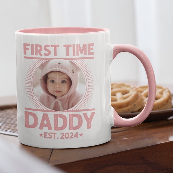 Custom Photo Daddy Est Mug, Personalized Fathers Day,  Children Face Custom Baby Mug, Dad to be Gifts, First Time Papa Mug, Gift from Wife