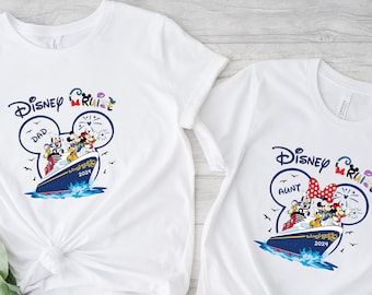 ミッキーとミニーのお揃いディズニークルーズTシャツ、ディズニーカスタムTシャツ、ディズニーランド パイレーツオブカリビアンシャツ、2026年パイレーツパーティーシャツギフト