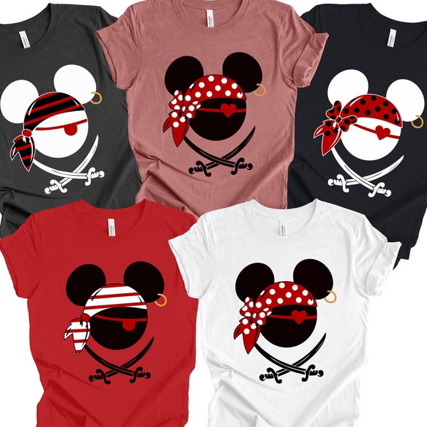 Camisetas familiares personalizadas de Piratas de Disney, camiseta de Piratas del Caribe de Disney, camiseta pirata, vida pirata, camiseta de Mickey y Minnie Disney Cruise