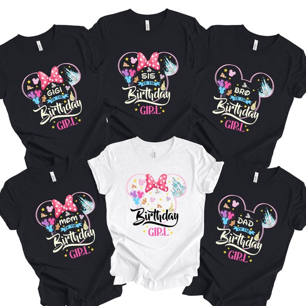 Chemise d'anniversaire personnalisée pour fille, chemise de famille anniversaire Minnie, t-shirt équipe d'anniversaire Disney, cadeau d'anniversaire pour fille, t-shirt voyage entre filles, assorti