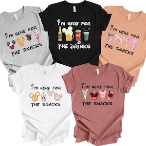 Disney Snacks Shirt, Cotton Polyester Options With Illustrated Food And Drink Designs