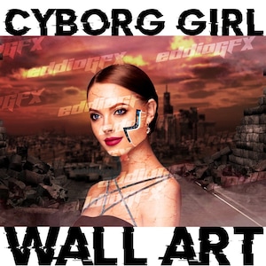 Arte de parede para impressão com cópia digital da Cyborg Girl -