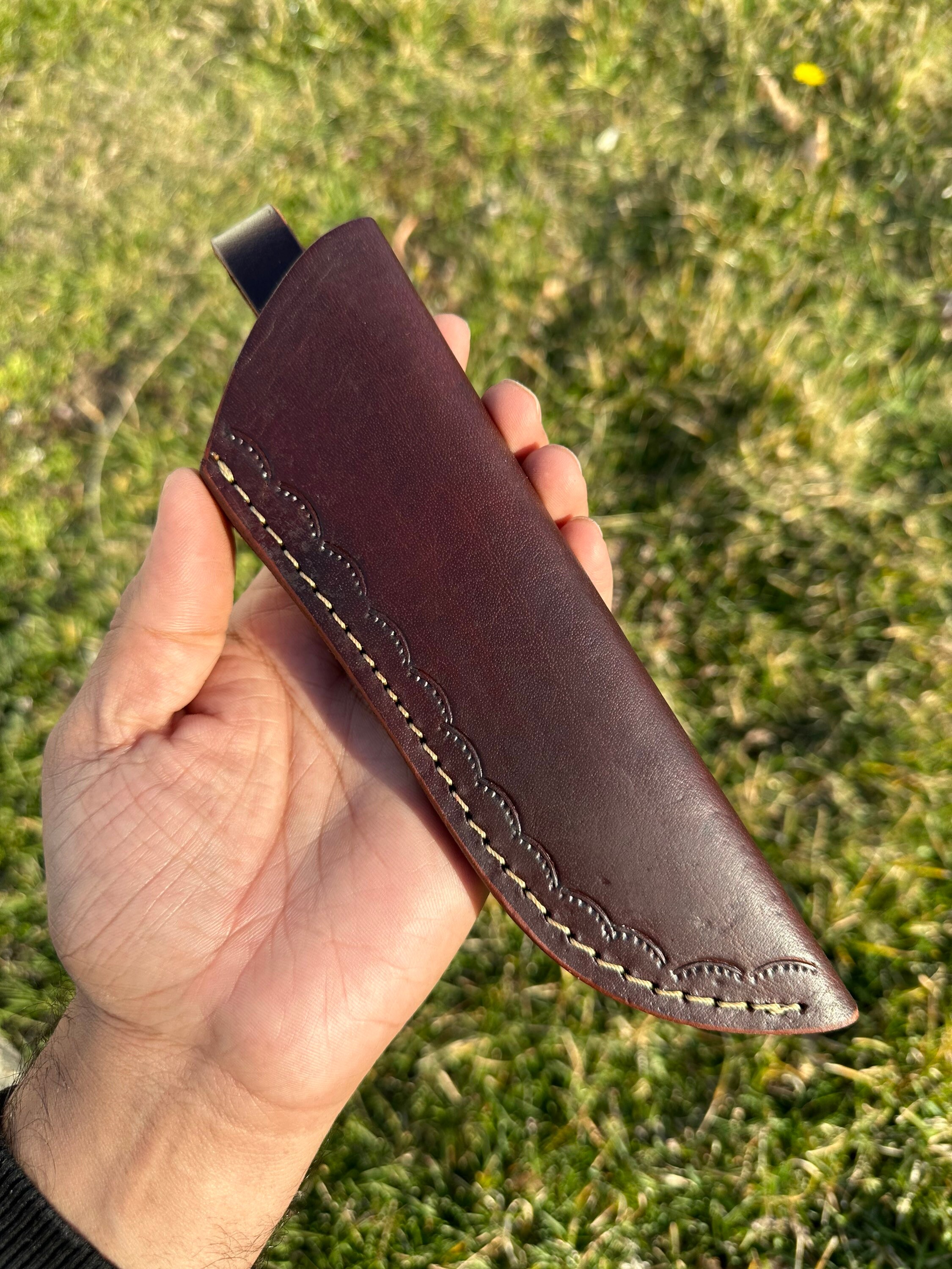 Hand Made Saddle Leather Knife Sheath, Vertical Knife Sheath, Leather