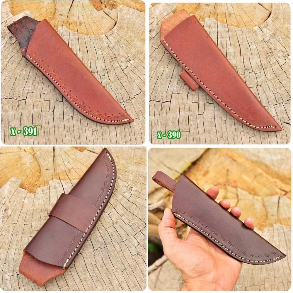 Basketweave Leather Sheath (Black) Fits up to 4 Fixed Blade