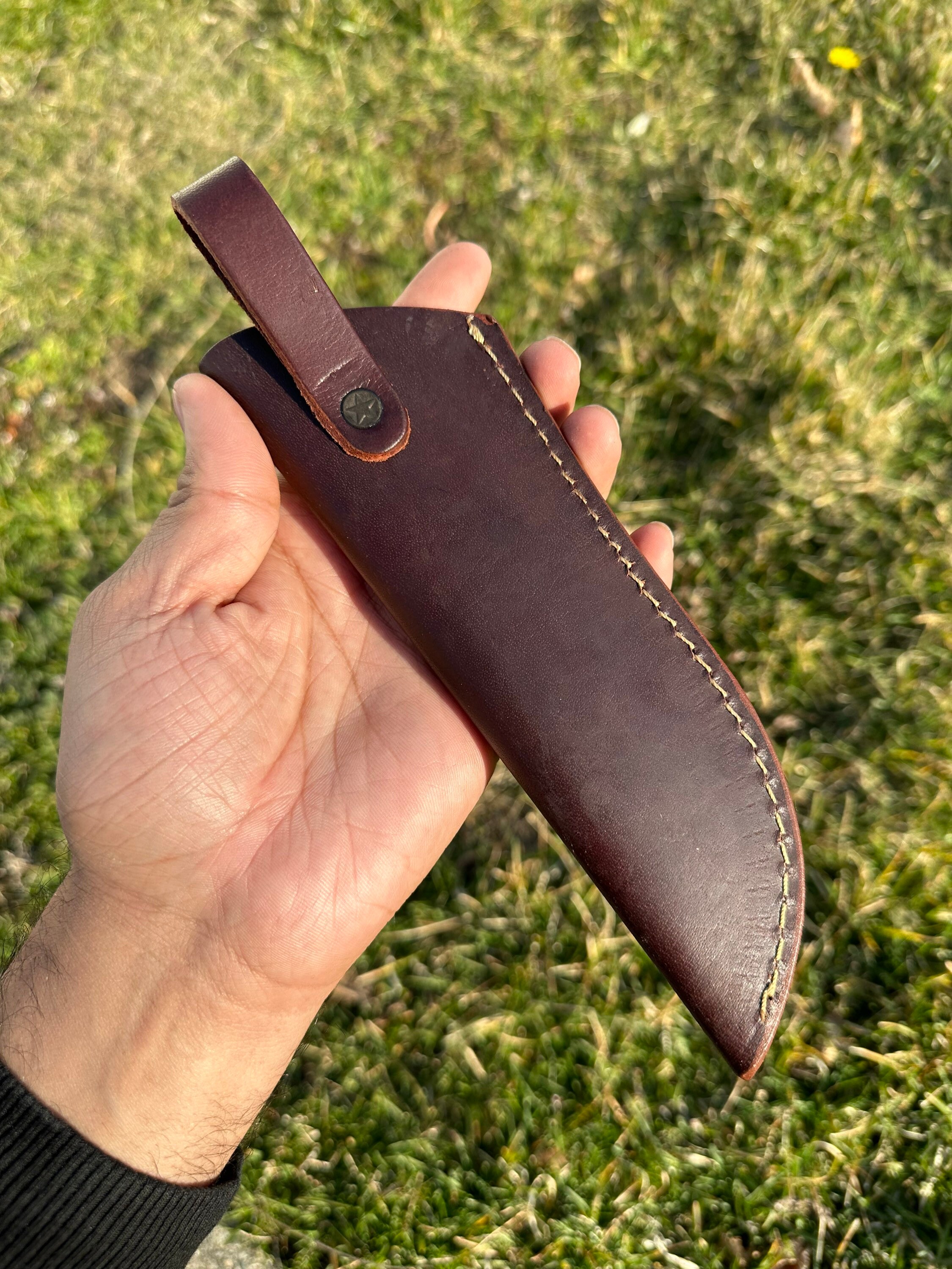 Hand Made Saddle Leather Knife Sheath, Vertical Knife Sheath, Leather Knife Sheath Etsy