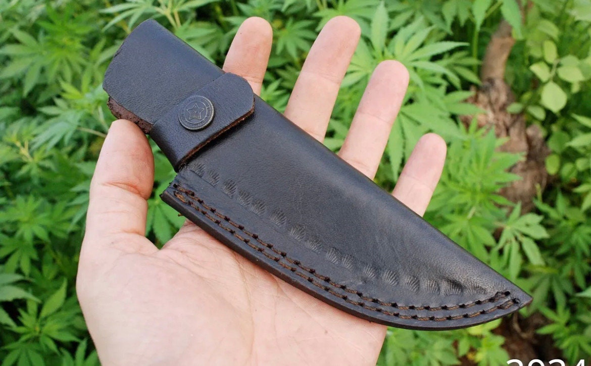 7.5 Inch Normal Hand Made Pure Leather Sheath For Fixed Blade Knife  Embossed