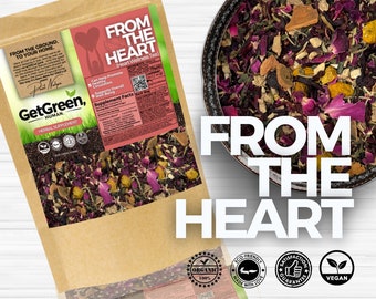 Healthy Heart Loose Tea Leaves (Hibiscus, Turmeric) Organic Loose Leaf Teas, Herbal, Self Care Gift, From The Heart by Get Green, Human