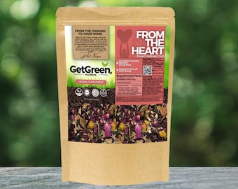 Healthy Heart Loose Tea Leaves (Hibiscus, Turmeric) Organic Loose Leaf Teas, Herbal, Self Care Gift, From The Heart by Get Green, Human