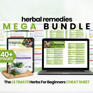 Medicinal Herb Guide, Herbal Remedies For Beginners, Cheat Sheet Guide to Plant Medicine, Herb Reference for Healing | MEGA Bundle Set