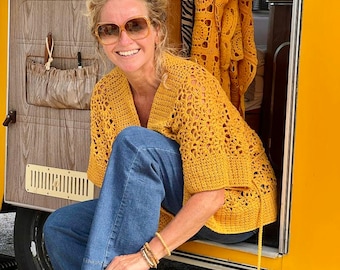 Crochet pattern for a short model kimono / crochet pattern cardigan (Dutch pattern)