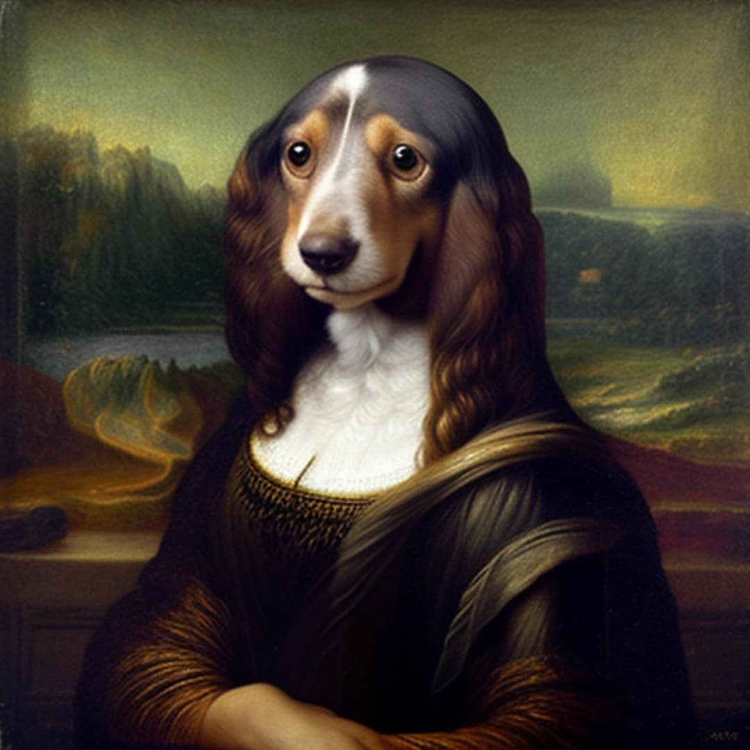 Set of 2 Printable Dog Mona Lisa Wall Art Modern Dog Digital Wall Art