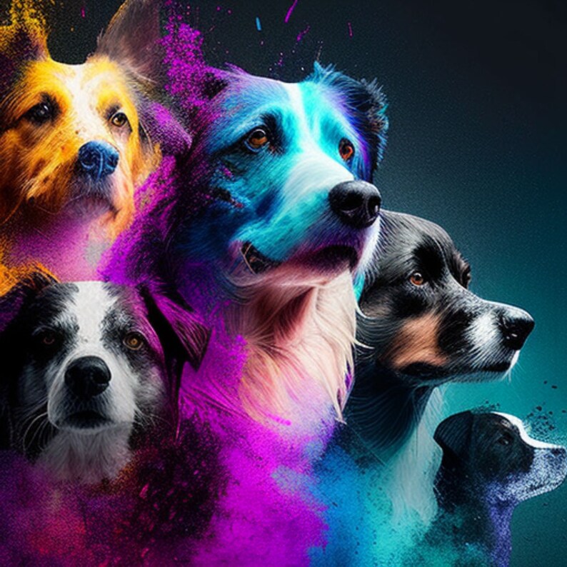 Set of 3 Printable Dogs Wall Art Modern Dog Digital Wall Art Decor