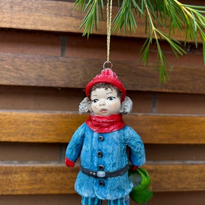 coton filé ornement d’arbre de Noël décoration vintage figure habillée faite à la main