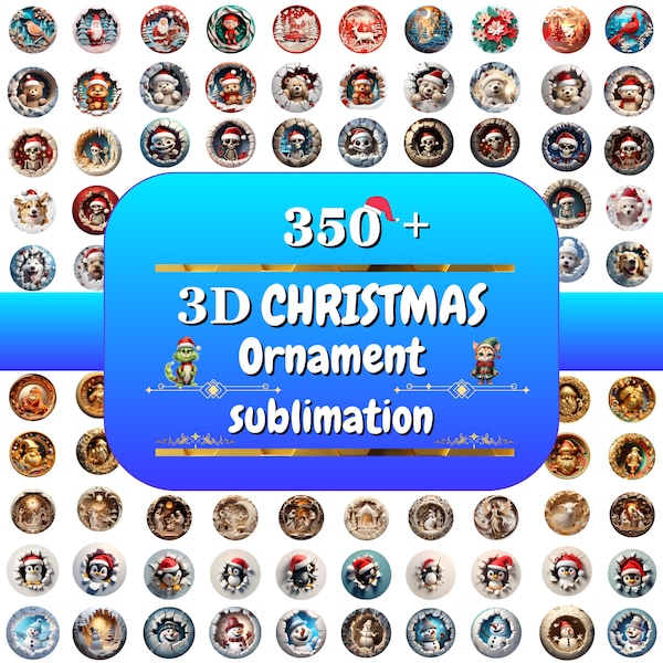 3D Christmas ornaments bundle, Ornament sublimation Design, 3D snowman Ornament PNG, Ultimate 3D Christmas png, Instant Digital Download