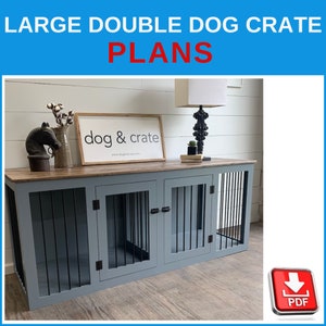 Large Double Dog Crate DIY Plans - Double Large Wooden Dog Kennel Plans, Dog Crate Furniture - Download PDF