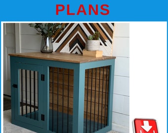 Large Single Dog Crate DIY Plans - Large Wooden Dog Kennel Plans, Dog Crate Furniture - Download PDF