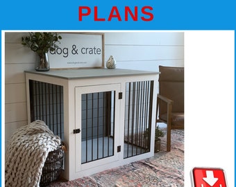 XL Single Dog Crate DIY Plans - Extra Large Wooden Dog Kennel Plans, Dog Crate Furniture - Download PDF