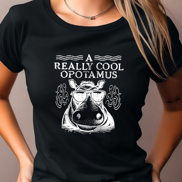 A Really Cool Opotamus Short-Sleeve Unisex T-Shirt, Funny Shirt, Great Gift for Him or Her, Hippo in Glasses, Gag Tee, Joke Shirt, Humor Tee