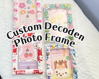 Decoden fait main cadre photo kawaii colle crème cadre photo décoré cadre photo de table 4 x 6 pouces cadeau d'anniversaire design personnalisé